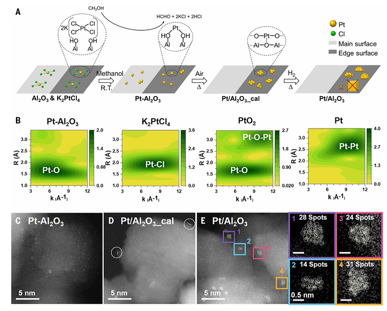 Dependence of catalytic properties of strongly supported platinum clusters with atom counts (AAAS, IF: 45.8, JCR:1.8%)